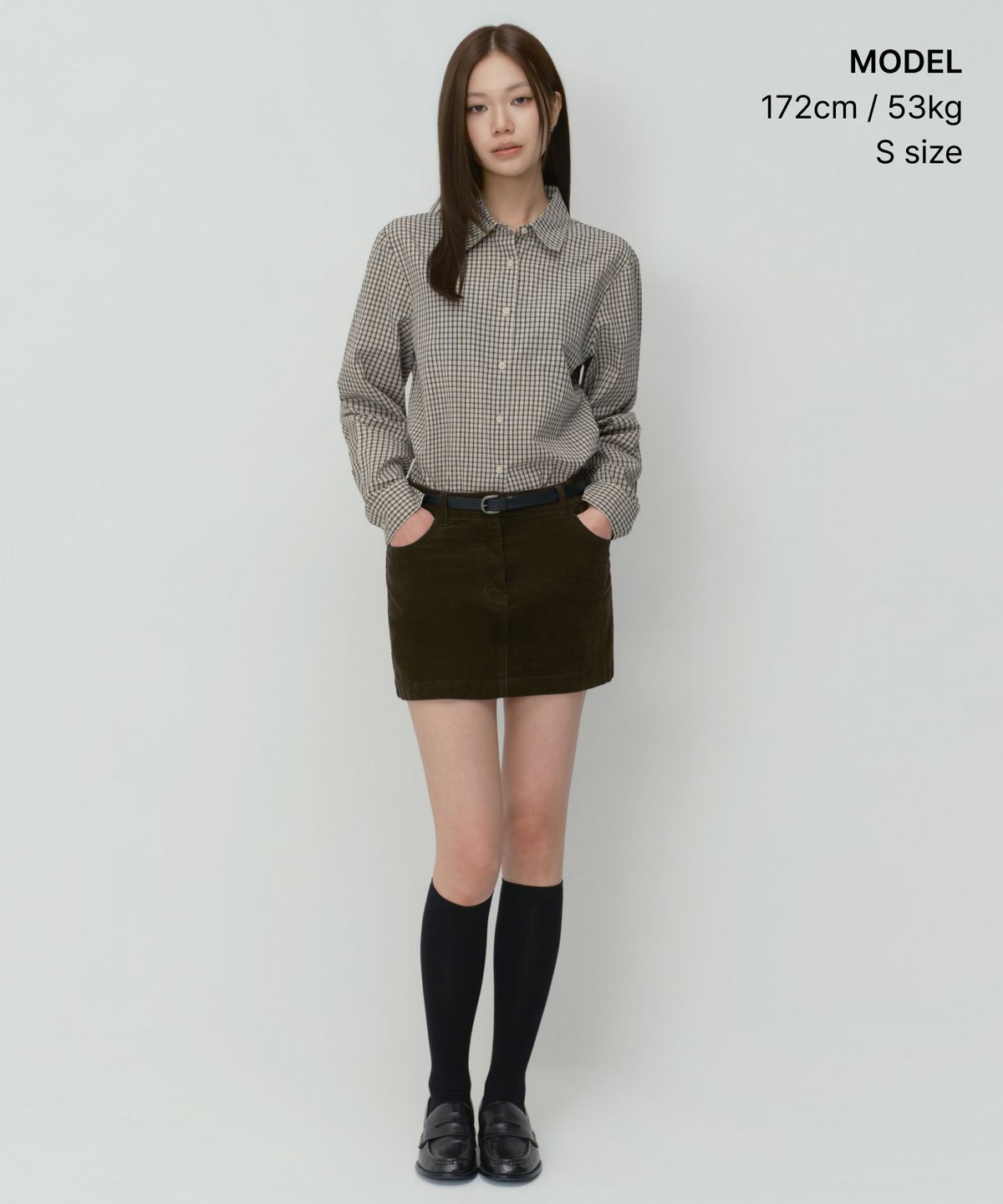 무신사 스탠다드 우먼(MUSINSA STANDARD WOMAN) 우먼즈 릴렉스드 스몰 플레이드 체크 셔츠 [크림/블랙]