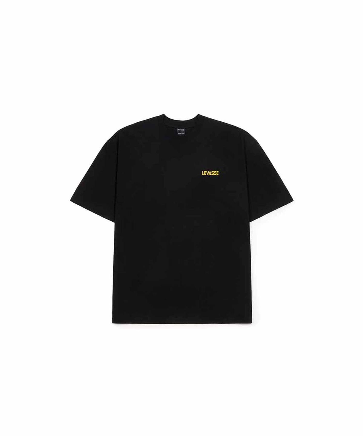 르바세(LEVASSE) Old School Overfit Tee – Black (Yellow Logo)