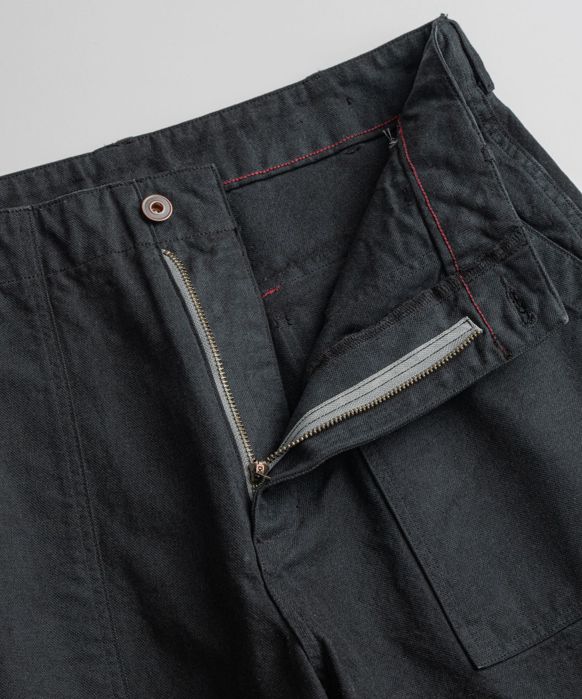비헤비어(BEHEAVYER) DYED CANVAS FATIGUE 1/2 PANTS black