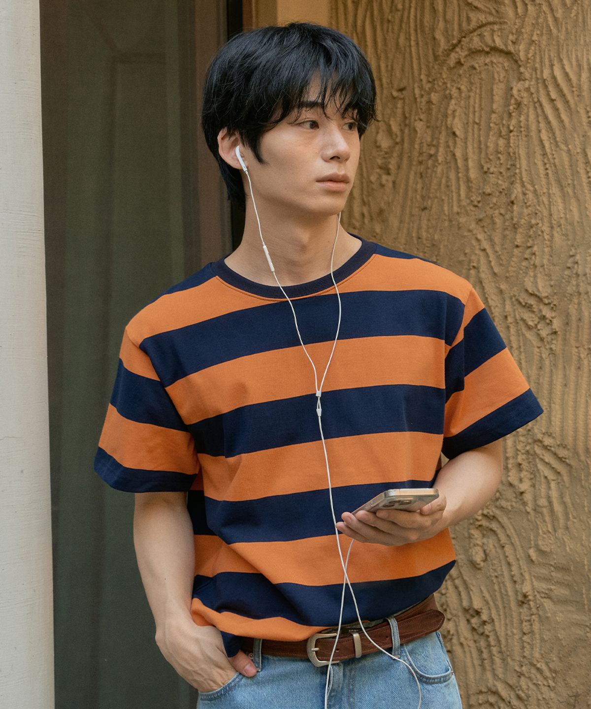 웬즈데이오아시스(WEDNESDAY OASIS) 멜론 스트라이프 반팔 티셔츠_ORANGE(WB6TP26)