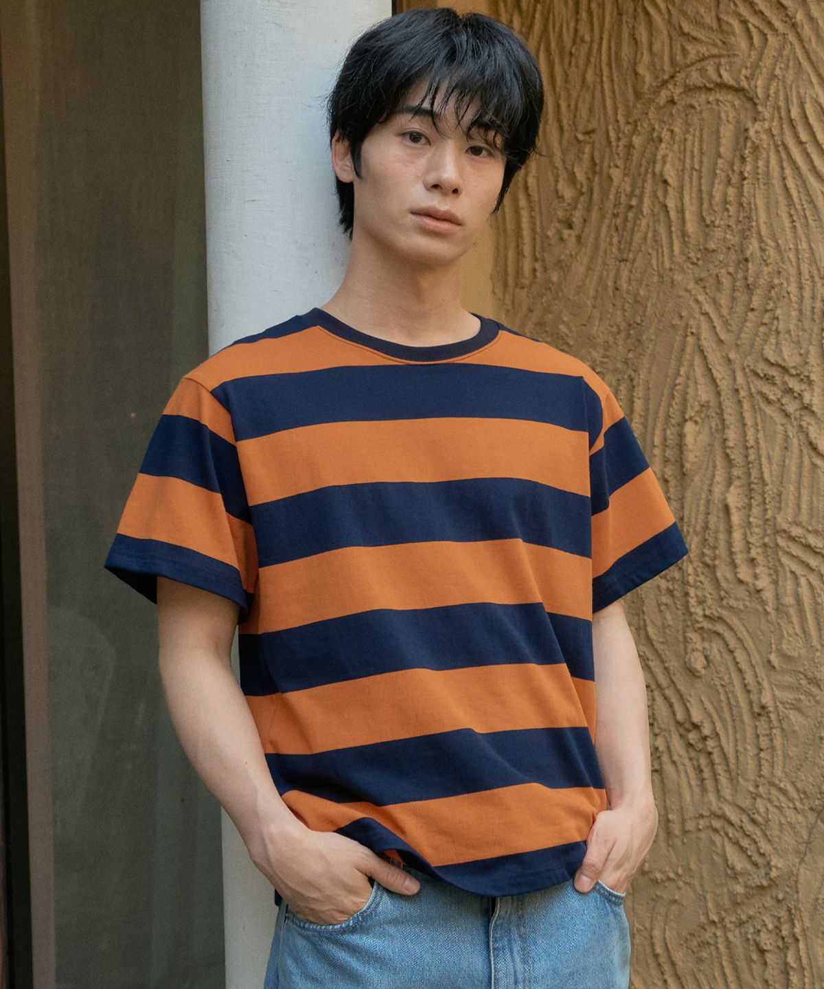 웬즈데이오아시스(WEDNESDAY OASIS) 멜론 스트라이프 반팔 티셔츠_ORANGE(WB6TP26)