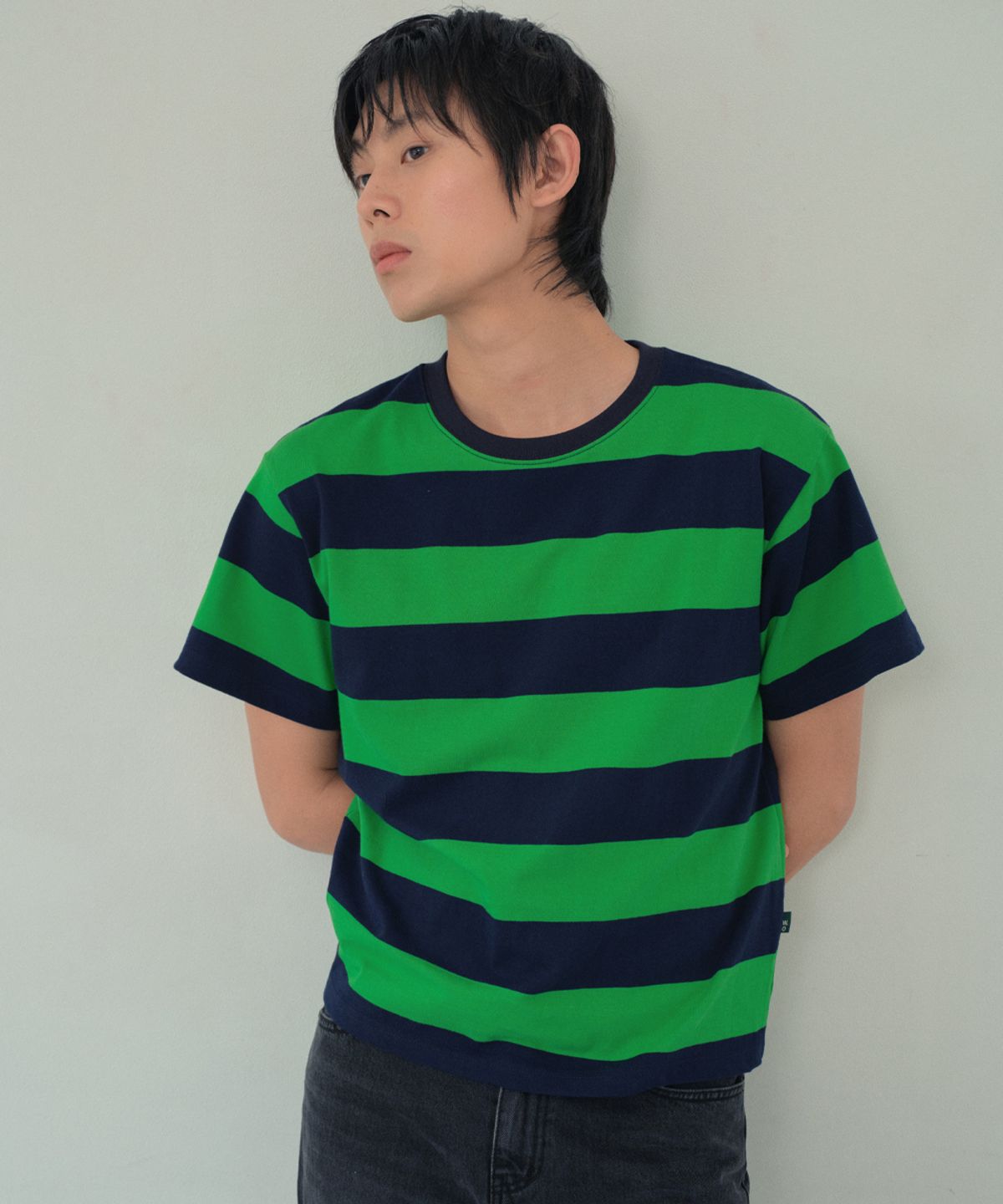 웬즈데이오아시스(WEDNESDAY OASIS) 멜론 스트라이프 반팔 티셔츠_GREEN(WB6TP26)