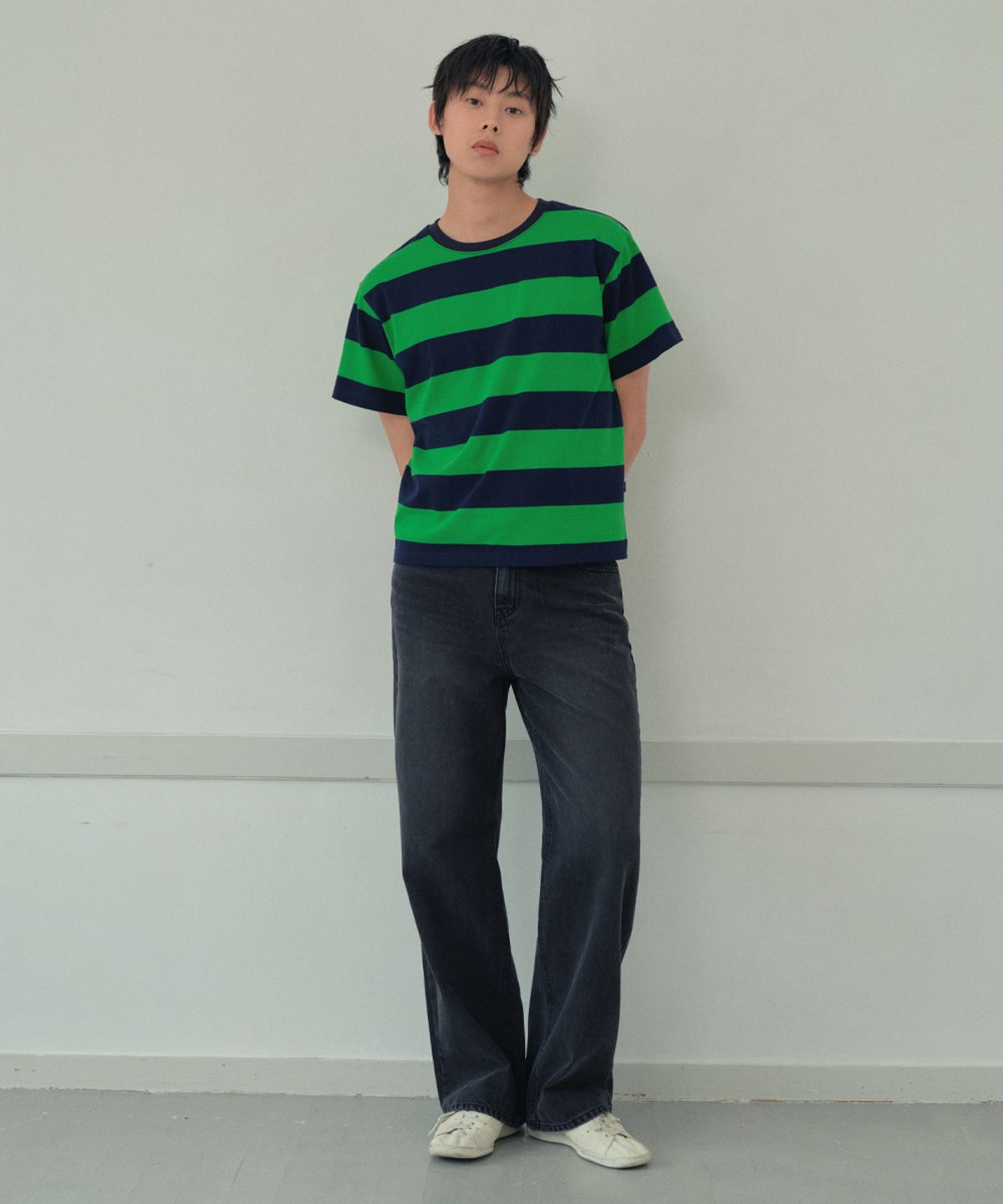 웬즈데이오아시스(WEDNESDAY OASIS) 멜론 스트라이프 반팔 티셔츠_GREEN(WB6TP26)