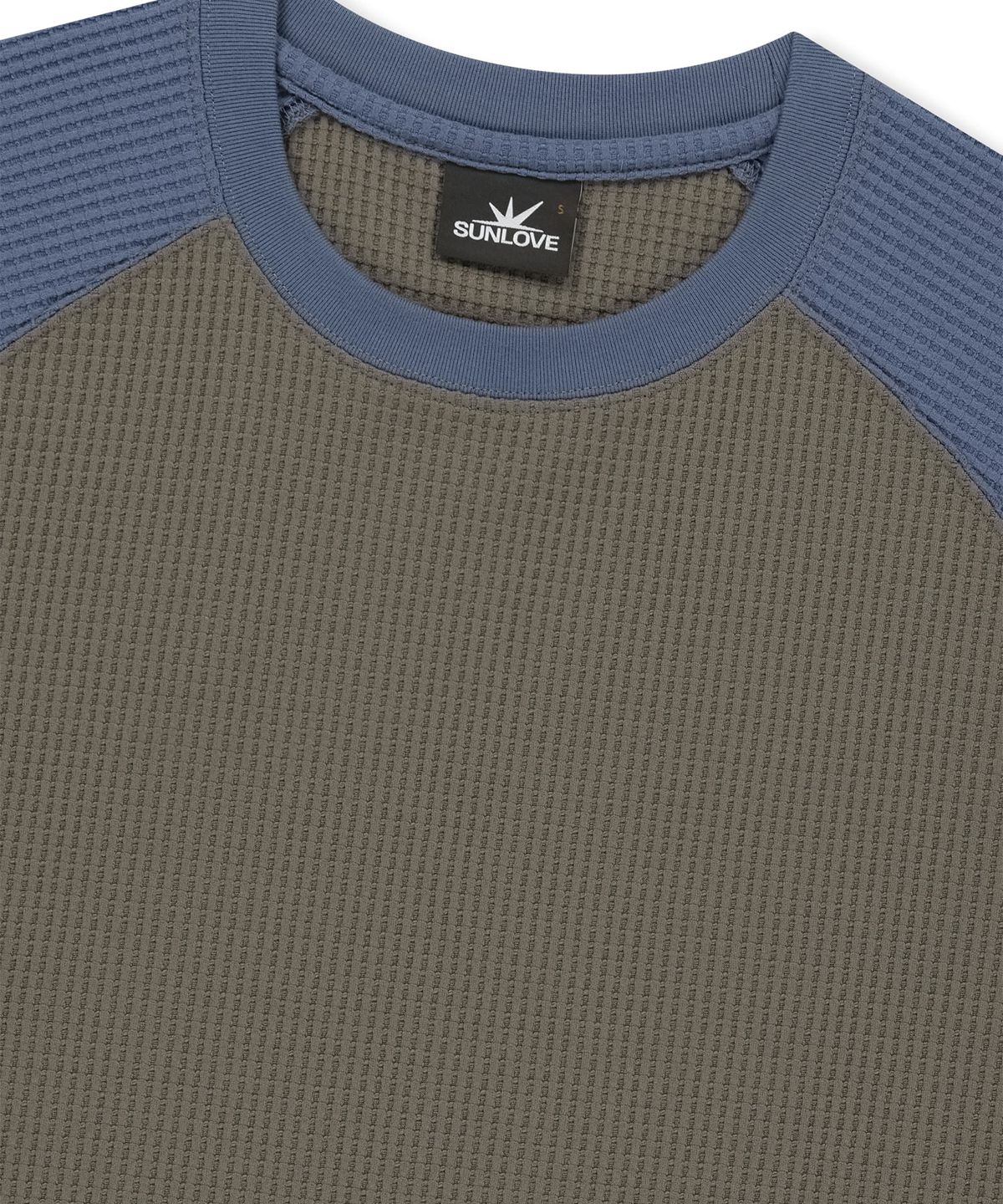 썬러브투어(SUNLOVETOUR) Aero Waffle Raglan Tee Taupe/Blue