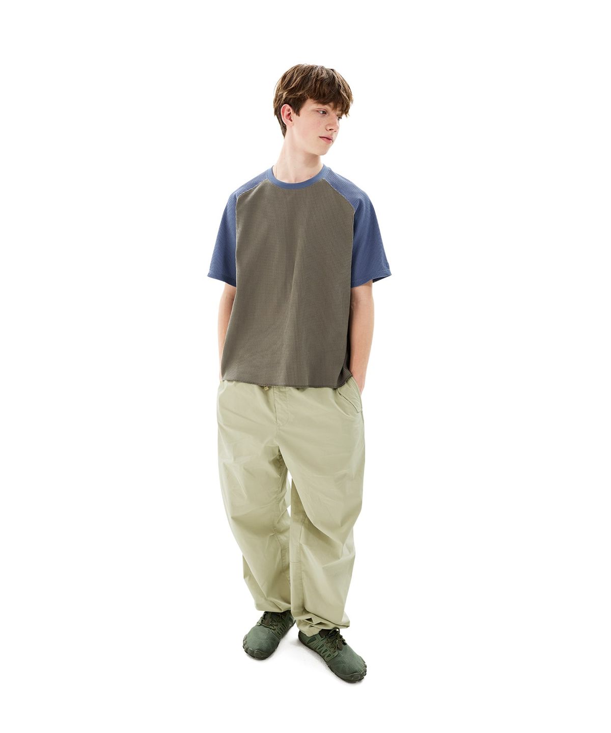썬러브투어(SUNLOVETOUR) Aero Waffle Raglan Tee Taupe/Blue