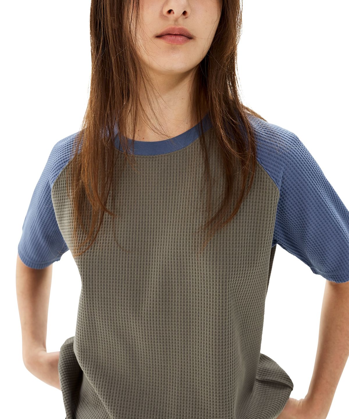 썬러브투어(SUNLOVETOUR) Aero Waffle Raglan Tee Taupe/Blue