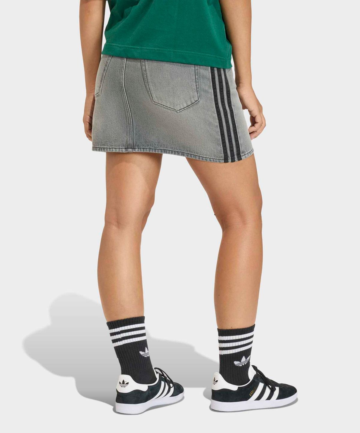아디다스(ADIDAS) 3-스트라이프 데님 스커트 - 워싱그레이데님 / KD2925
