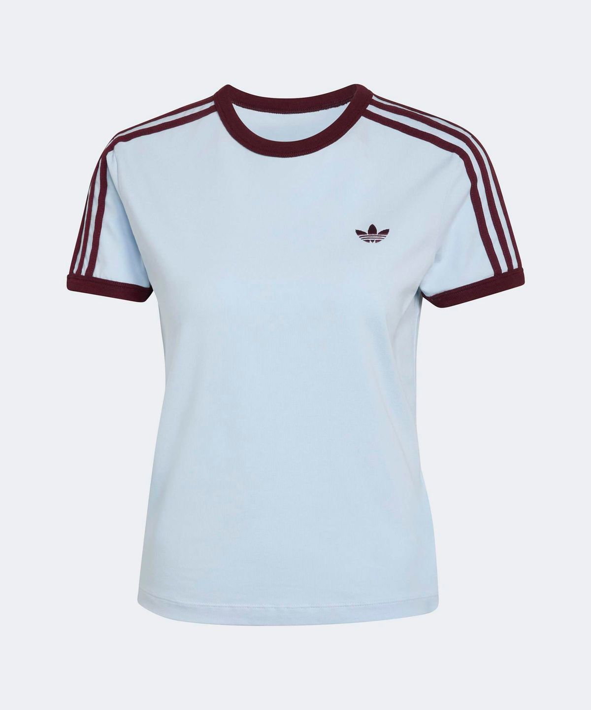아디다스(ADIDAS) 3-스트라이프 슬림 티셔츠 - 크리스탈스카이:마룬 / KD3684