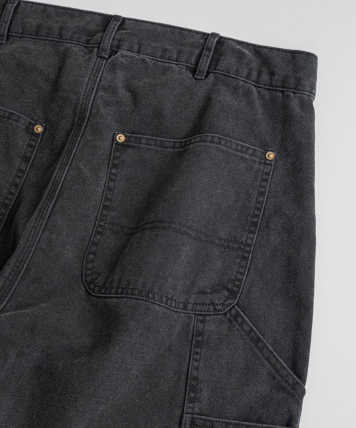 비헤비어(BEHEAVYER) WASHED CANVAS DOUBLE KNEE 1/2 PANTS anthracite