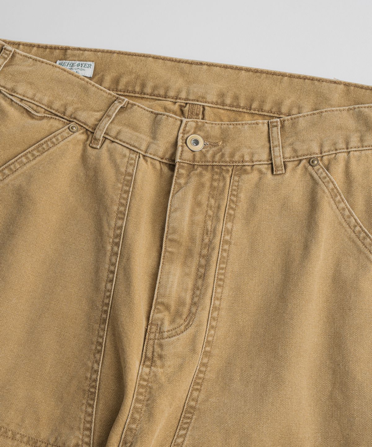 비헤비어(BEHEAVYER) WASHED CANVAS DOUBLE KNEE 1/2 PANTS tan