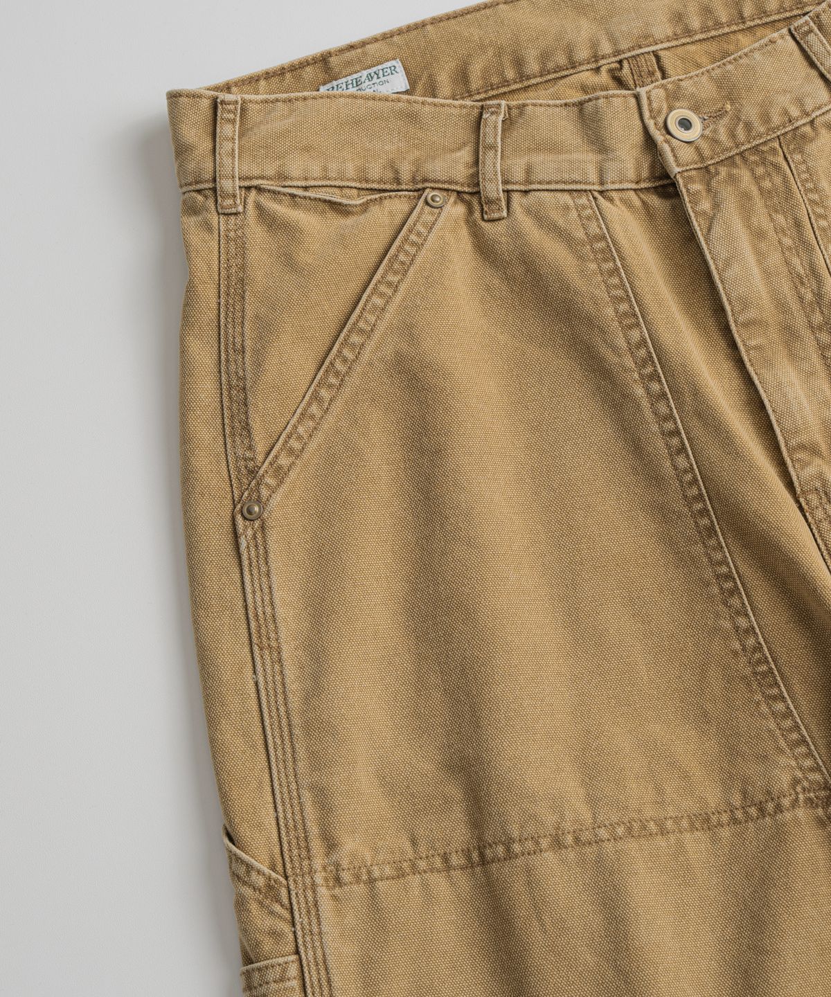 비헤비어(BEHEAVYER) WASHED CANVAS DOUBLE KNEE 1/2 PANTS tan