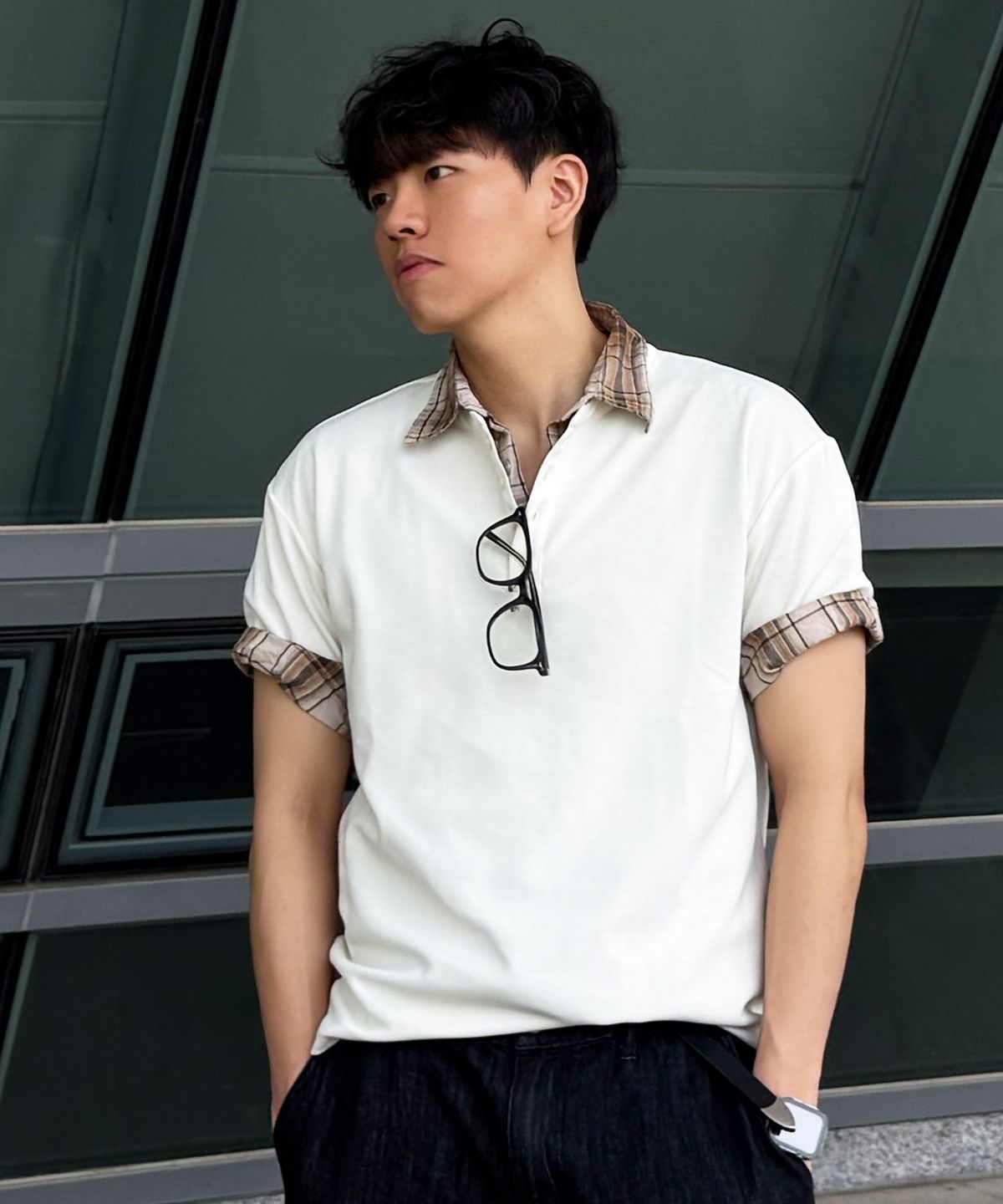 블론드나인(BLOND9) 헨리넥 오버핏 반팔 티셔츠_아이보리
