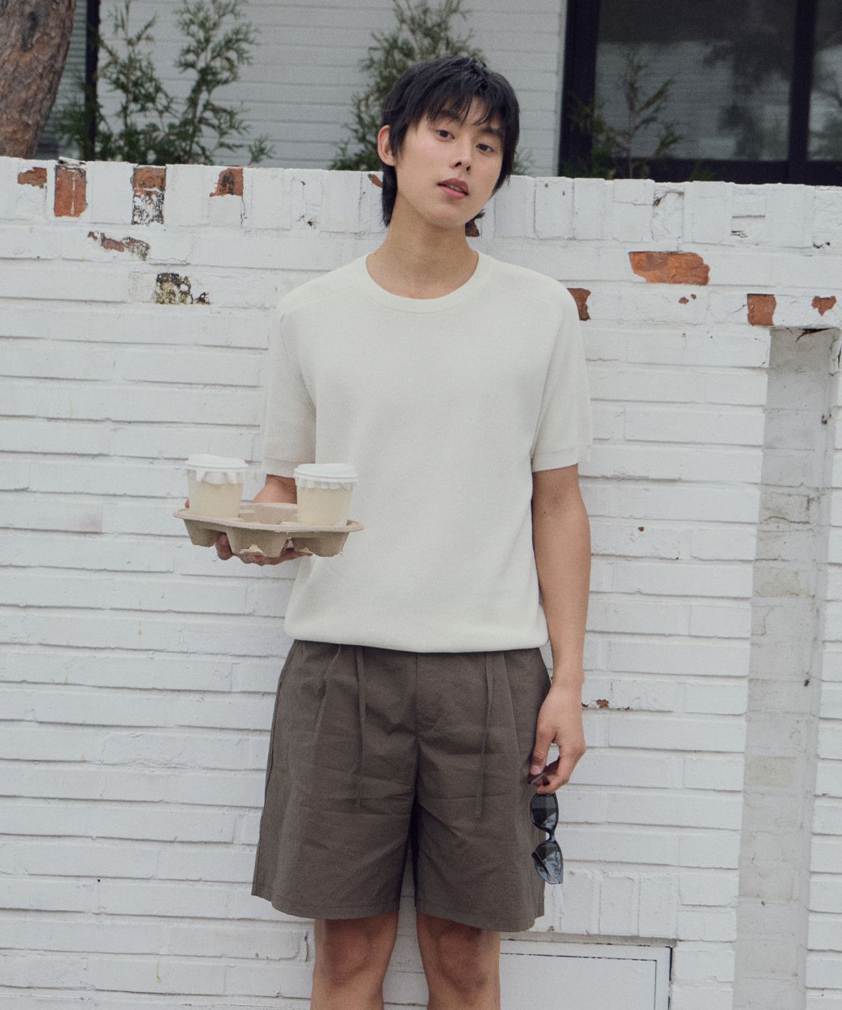 웬즈데이오아시스(WEDNESDAY OASIS) 하프 원턱 쇼츠_KHAKI BROWN(WB6PT14)