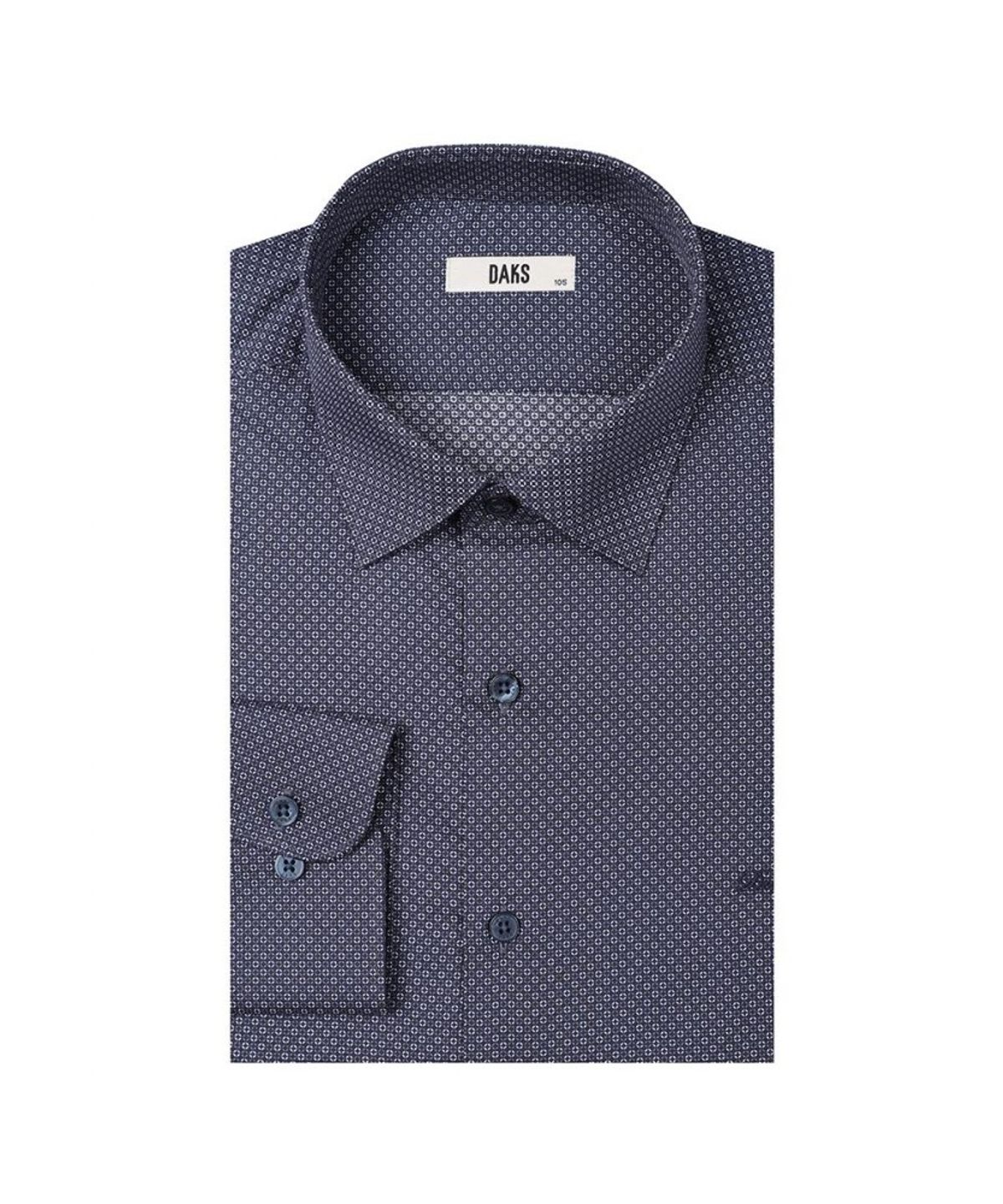 닥스셔츠(DAKS SHIRTS) 이지케어 면혼방 도트 프린트 드레스 셔츠 레귤러핏 네이비_DLA2SHDL127N1