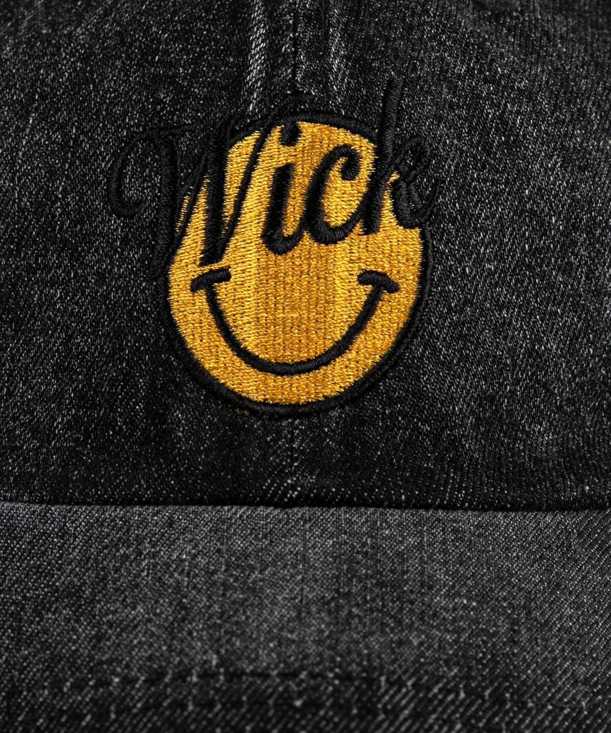 윅(WICK) smile 데님 볼캡-블랙데님