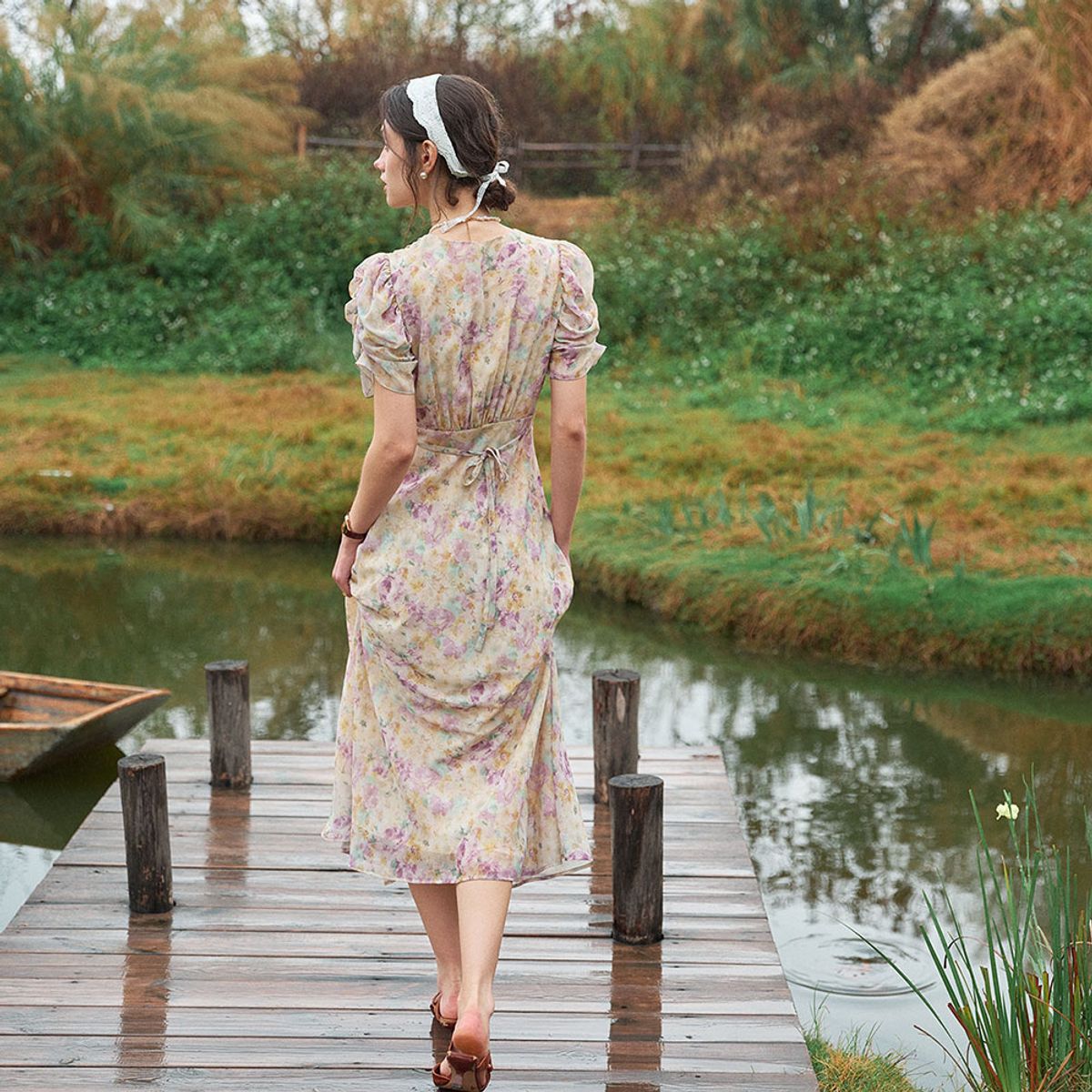 심플레트로(SIMPLE RETRO) SR_Slimming tea break dress