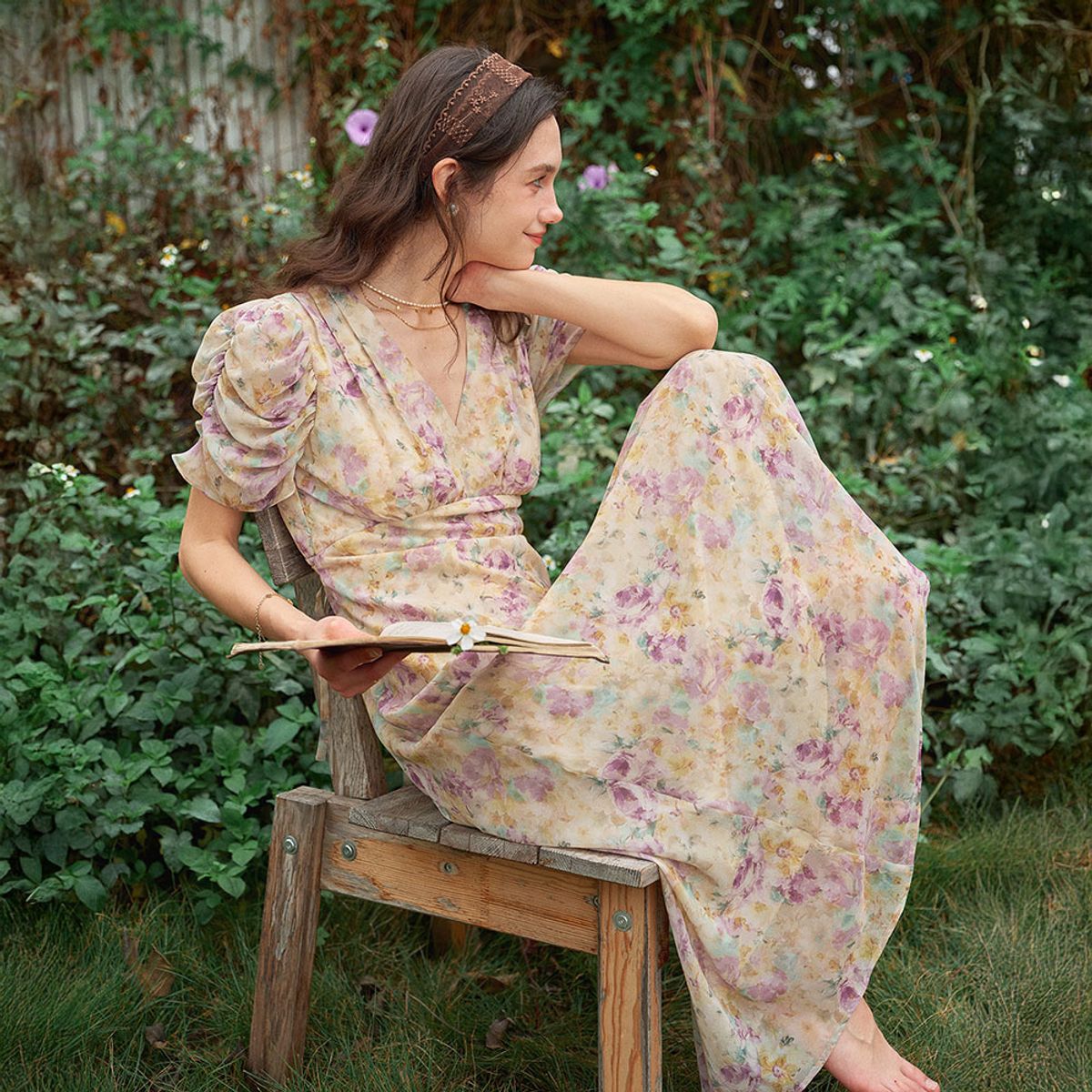 심플레트로(SIMPLE RETRO) SR_Slimming tea break dress