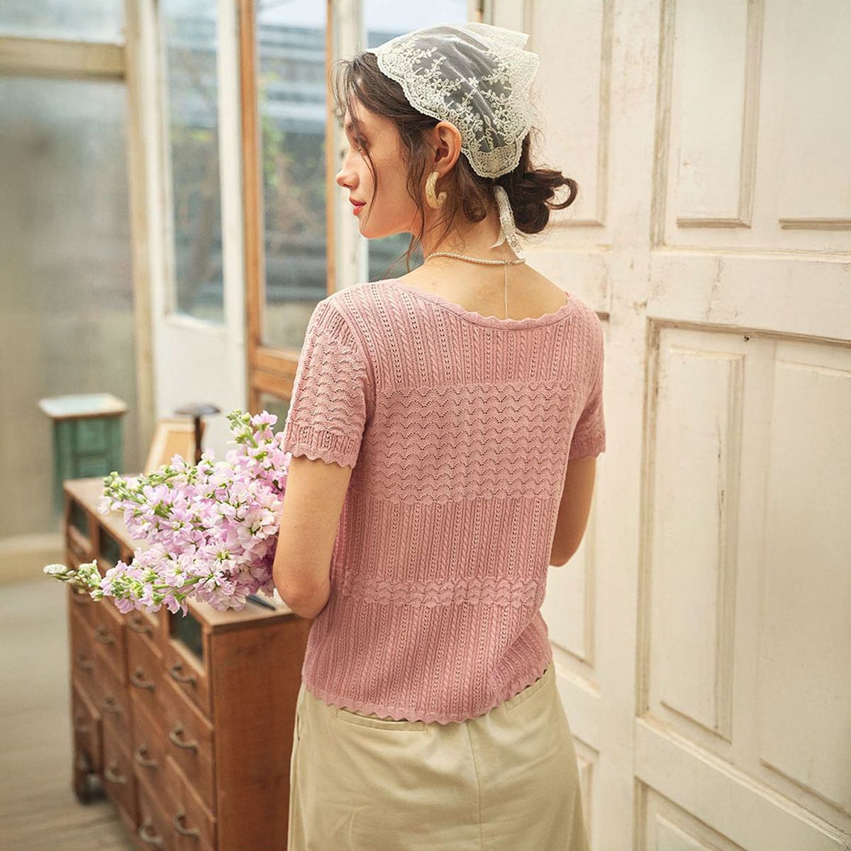 심플레트로(SIMPLE RETRO) SR_Breathable knit cardigan_2color