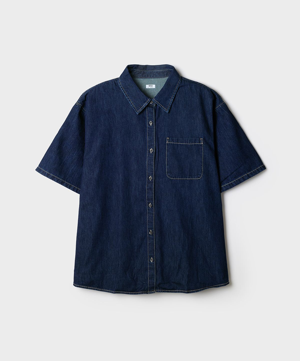 스파오(SPAO) 릴랙스핏 반팔 데님 셔츠_SPYJG24G01