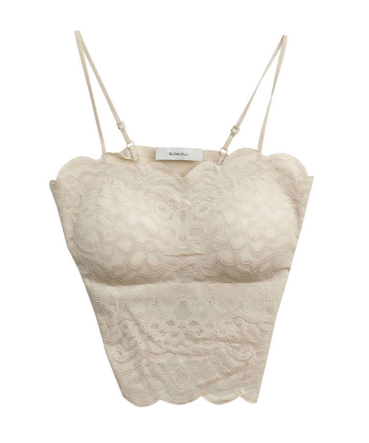슬로우롤리(SLOWLOLLI) Lace crop inner top_3 Colors