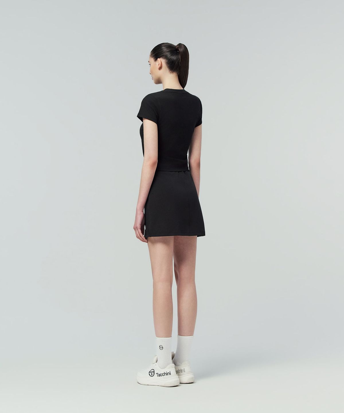 세르지오 타키니(SERGIO TACCHINI) W 슬림 골지립 티셔츠 (Black)