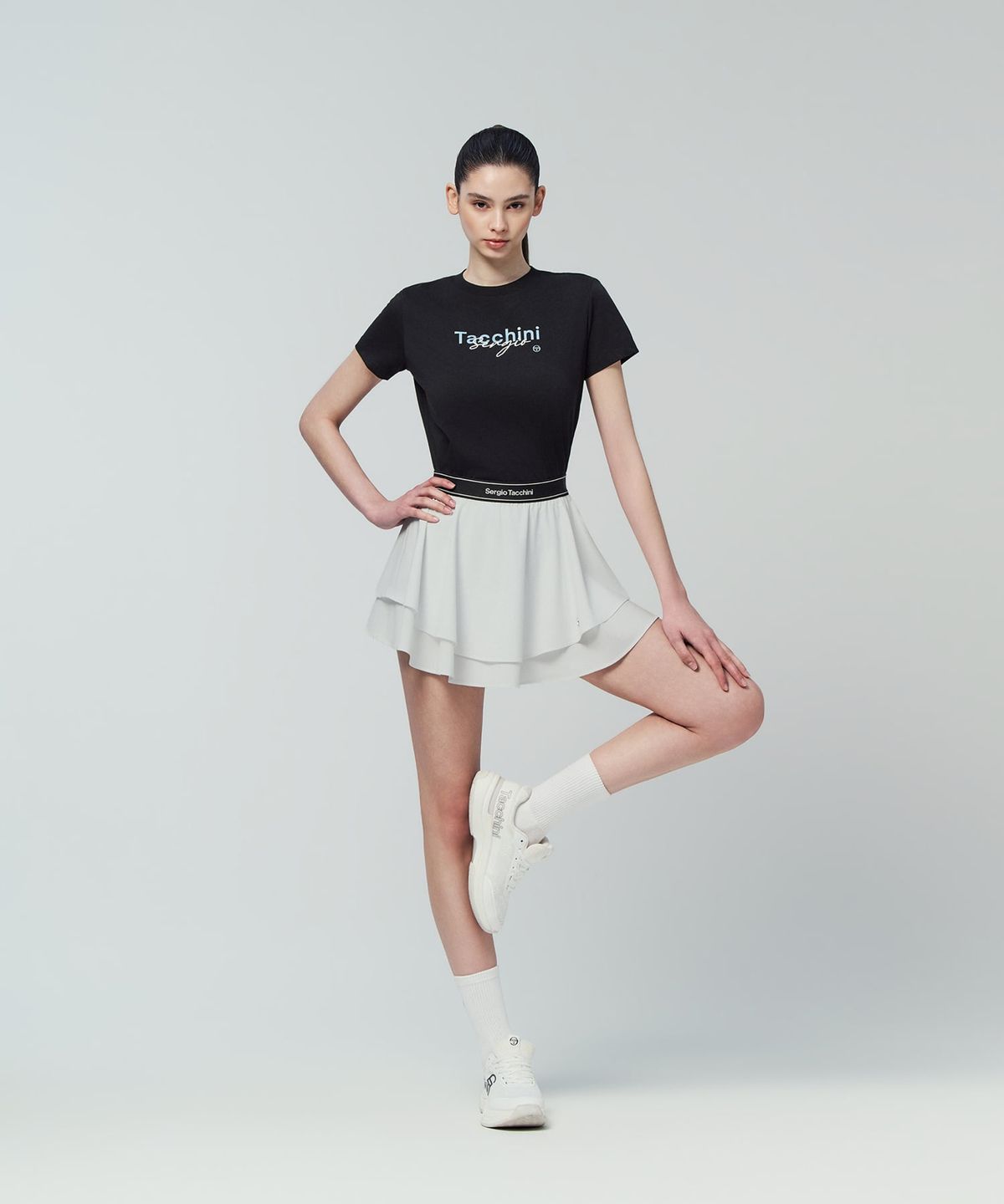 세르지오 타키니(SERGIO TACCHINI) W 그래픽 레귤러핏 티셔츠 (Black)