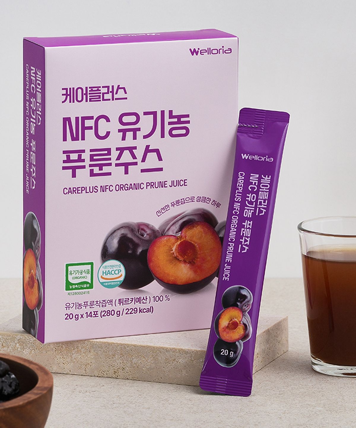 웰로리아(WELLORIA) 케어플러스 NFC 유기농 푸룬주스 1박스 (20g X 14포)