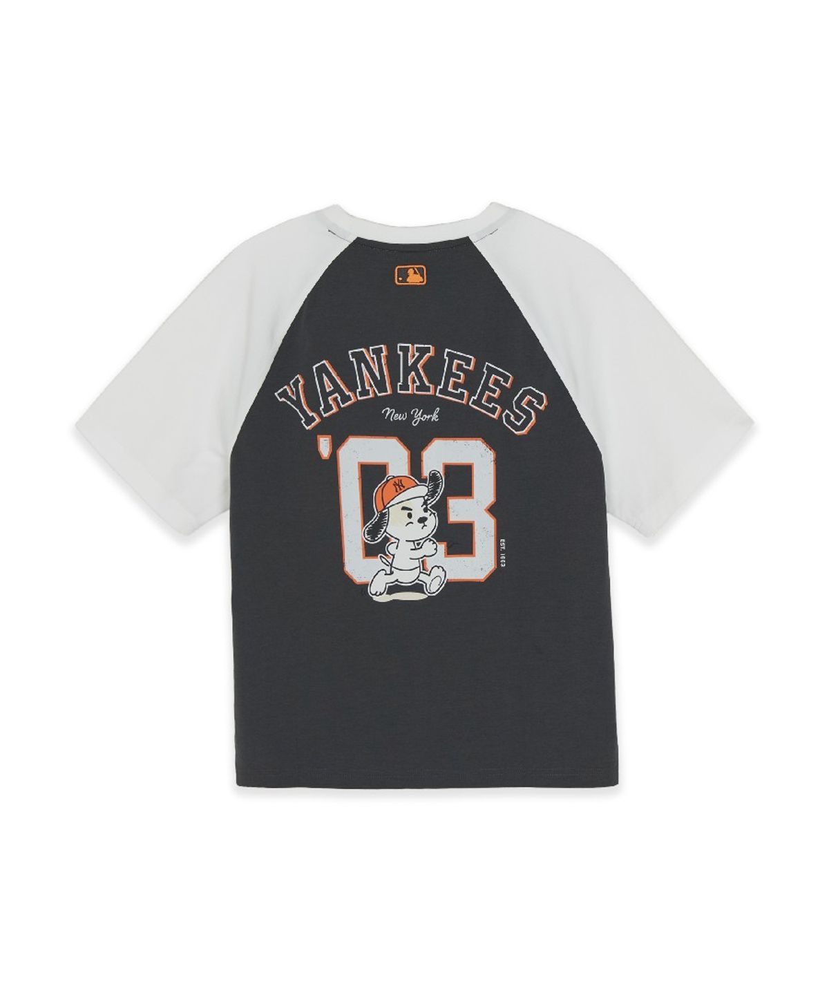 엠엘비 키즈(MLB KIDS) 스트릿 바크&바니 배색 라글란 티셔츠 NY (Charcoal Grey)