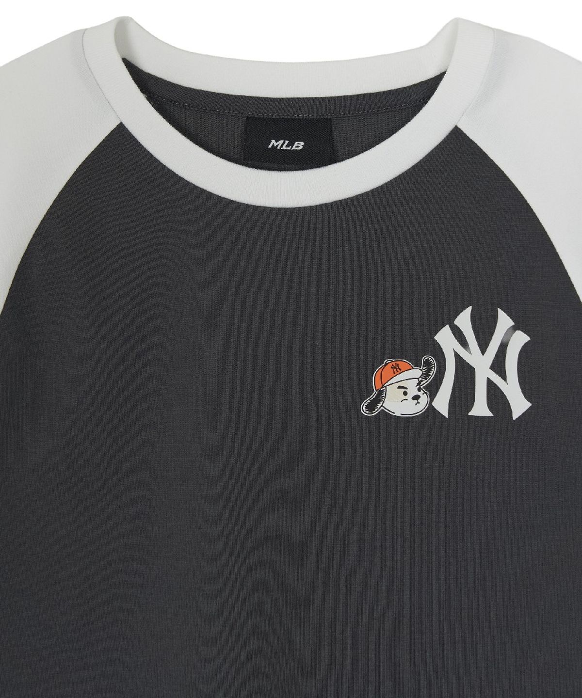 엠엘비 키즈(MLB KIDS) 스트릿 바크&바니 배색 라글란 티셔츠 NY (Charcoal Grey)