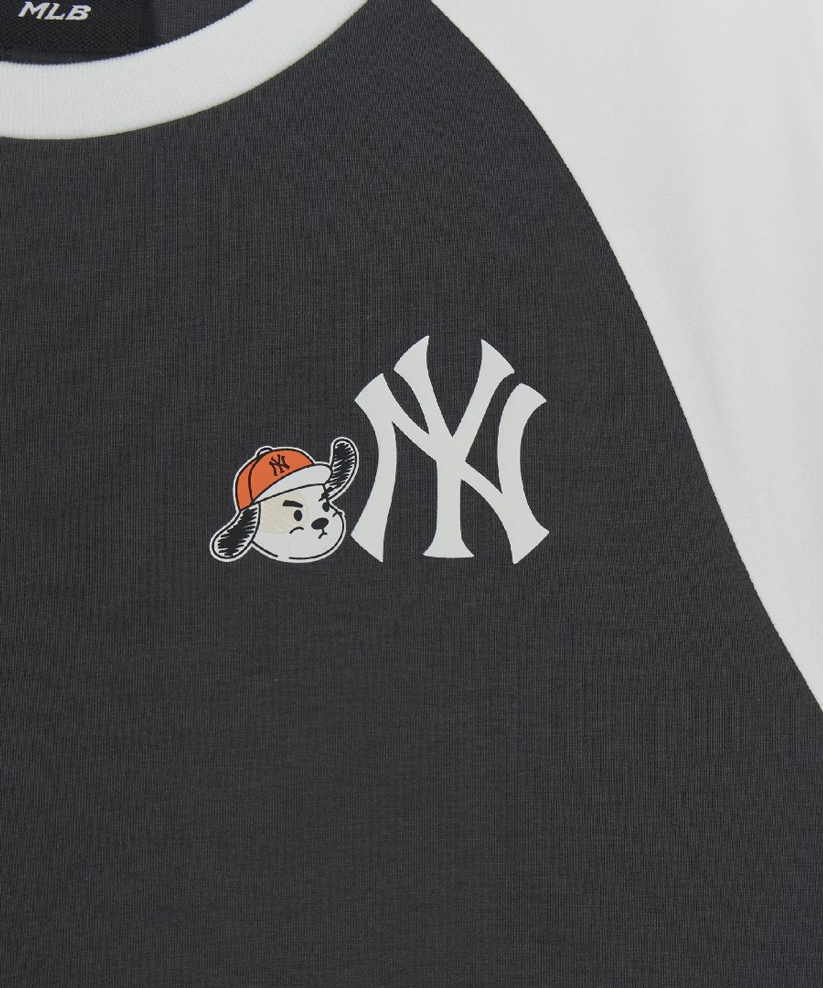 엠엘비 키즈(MLB KIDS) 스트릿 바크&바니 배색 라글란 티셔츠 NY (Charcoal Grey)