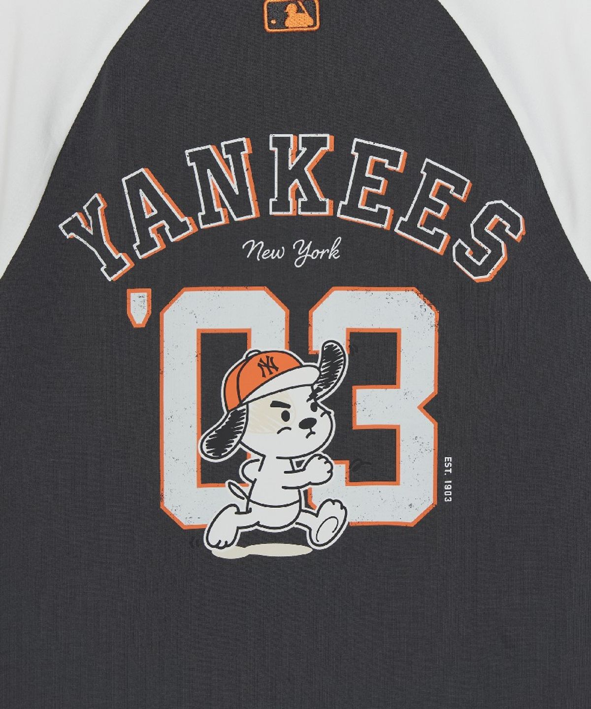 엠엘비 키즈(MLB KIDS) 스트릿 바크&바니 배색 라글란 티셔츠 NY (Charcoal Grey)