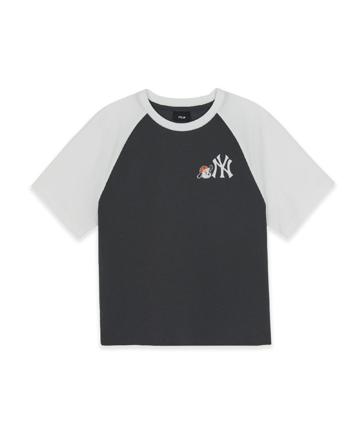 엠엘비 키즈(MLB KIDS) 스트릿 바크&바니 배색 라글란 티셔츠 NY (Charcoal Grey)