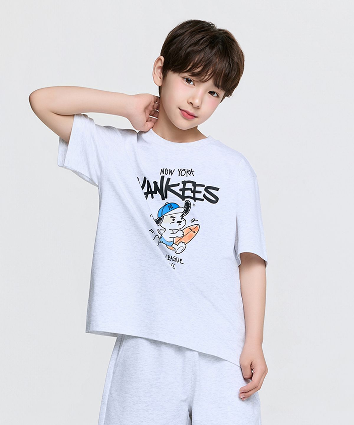 엠엘비 키즈(MLB KIDS) 스트릿 바크&바니 썸머 아트웍 티셔츠 NY (L.Melange Grey)