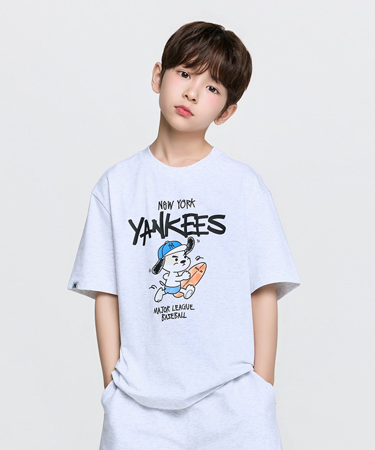 엠엘비 키즈(MLB KIDS) 스트릿 바크&바니 썸머 아트웍 티셔츠 NY (L.Melange Grey)