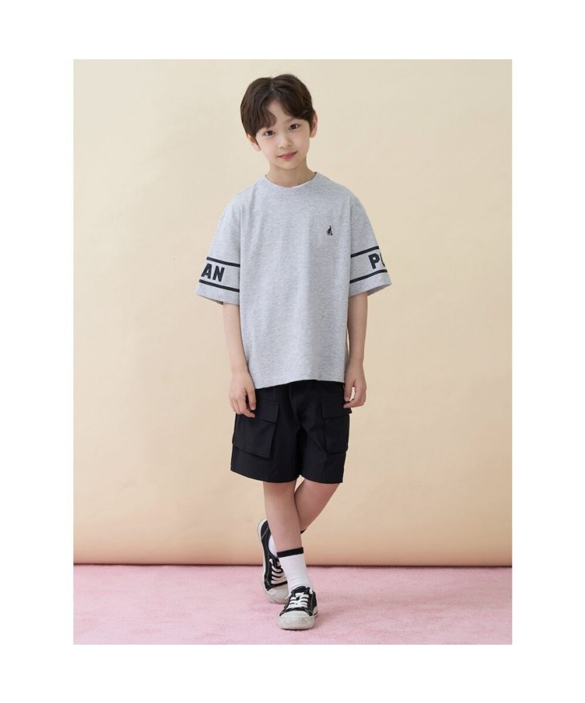 빈폴 키즈(BEANPOLE KIDS) 레터링 포인트 반소매 티셔츠  그레이 (BI6342U113)
