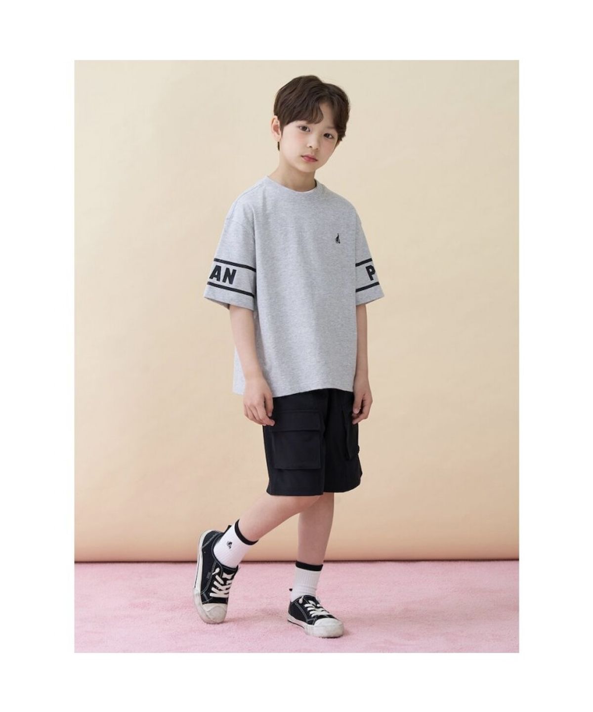 빈폴 키즈(BEANPOLE KIDS) 레터링 포인트 반소매 티셔츠  그레이 (BI6342U113)