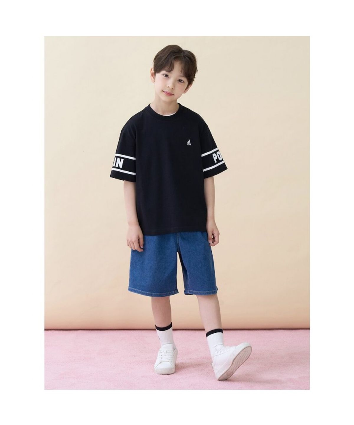 빈폴 키즈(BEANPOLE KIDS) 레터링 포인트 반소매 티셔츠  블랙 (BI6342U115)