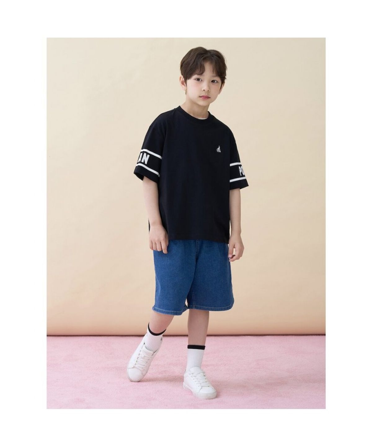 빈폴 키즈(BEANPOLE KIDS) 레터링 포인트 반소매 티셔츠  블랙 (BI6342U115)