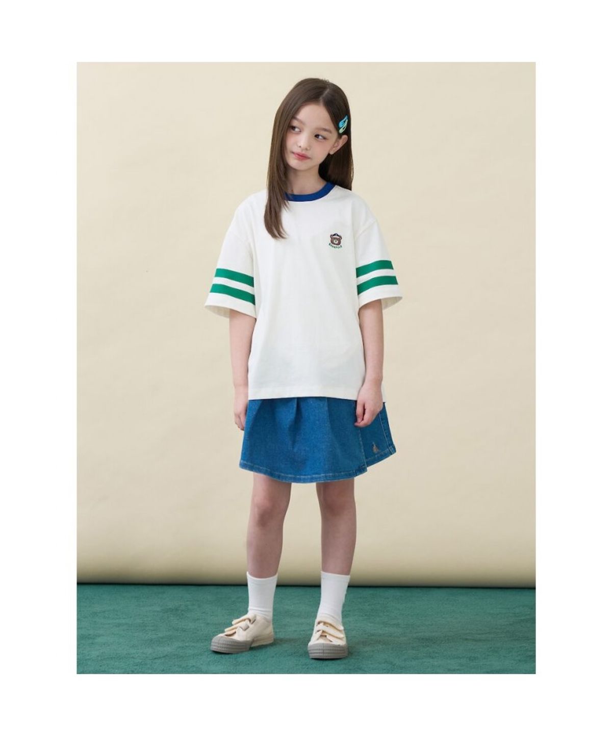 빈폴 키즈(BEANPOLE KIDS) 소매 포인트 곰돌이 달이 그래픽 티셔츠  아이보리 (BI6342U120)