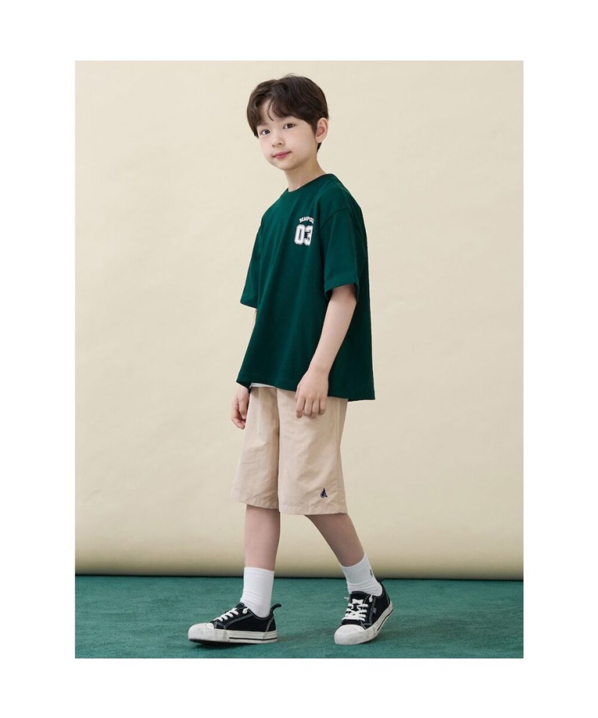 빈폴 키즈(BEANPOLE KIDS) 곰돌이 달이 숫자 그래픽 반팔 티셔츠  그린 (BI6342U13M)