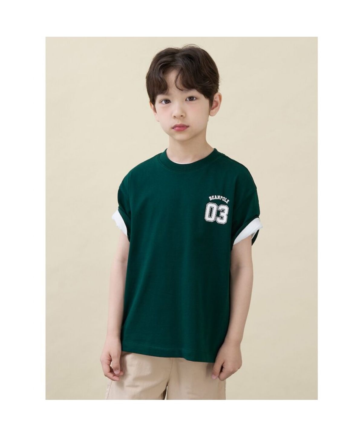 빈폴 키즈(BEANPOLE KIDS) 곰돌이 달이 숫자 그래픽 반팔 티셔츠  그린 (BI6342U13M)