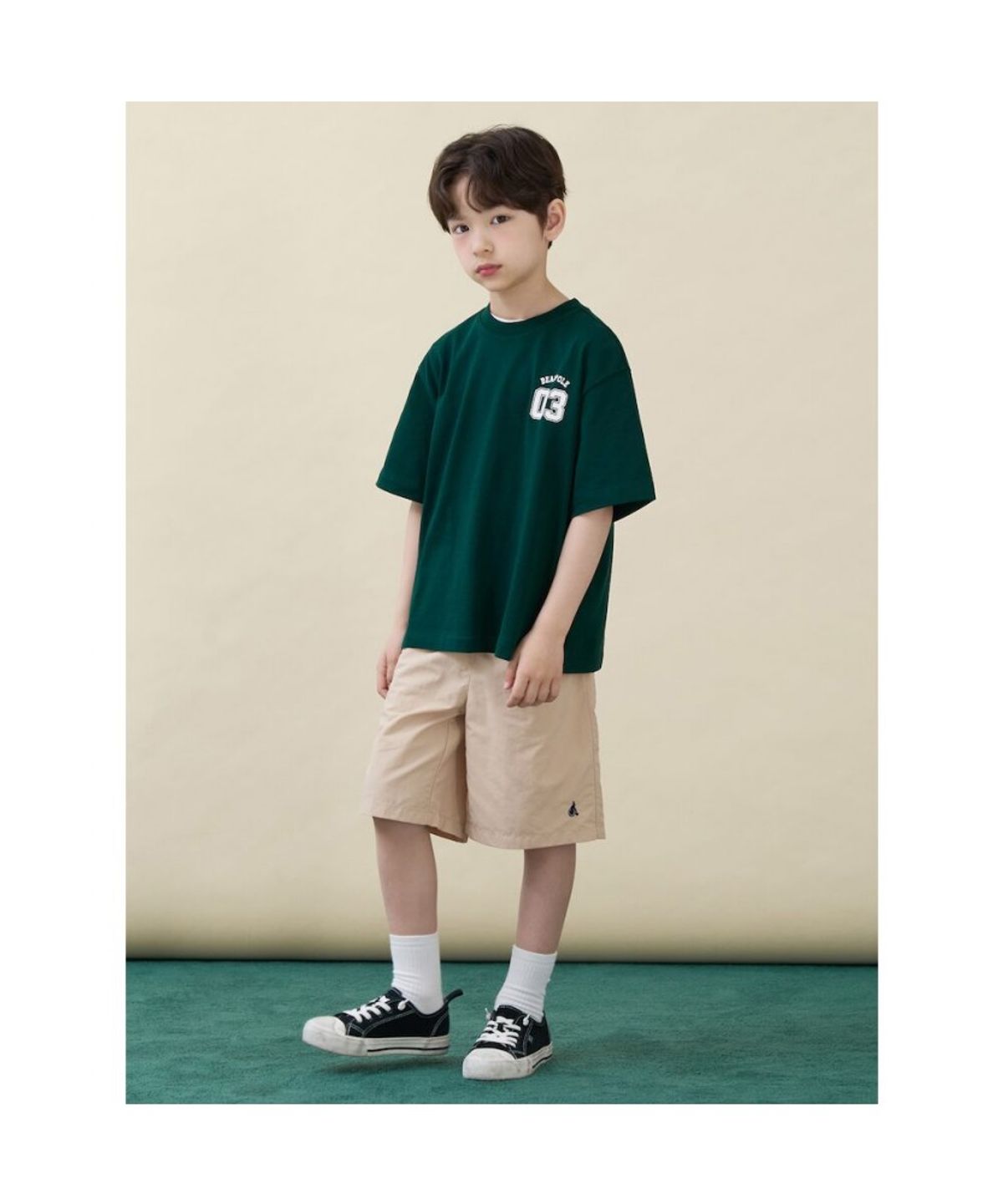 빈폴 키즈(BEANPOLE KIDS) 곰돌이 달이 숫자 그래픽 반팔 티셔츠  그린 (BI6342U13M)