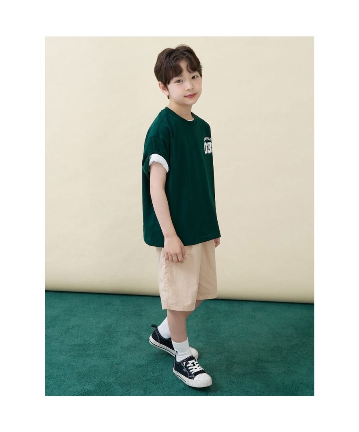빈폴 키즈(BEANPOLE KIDS) 곰돌이 달이 숫자 그래픽 반팔 티셔츠  그린 (BI6342U13M)