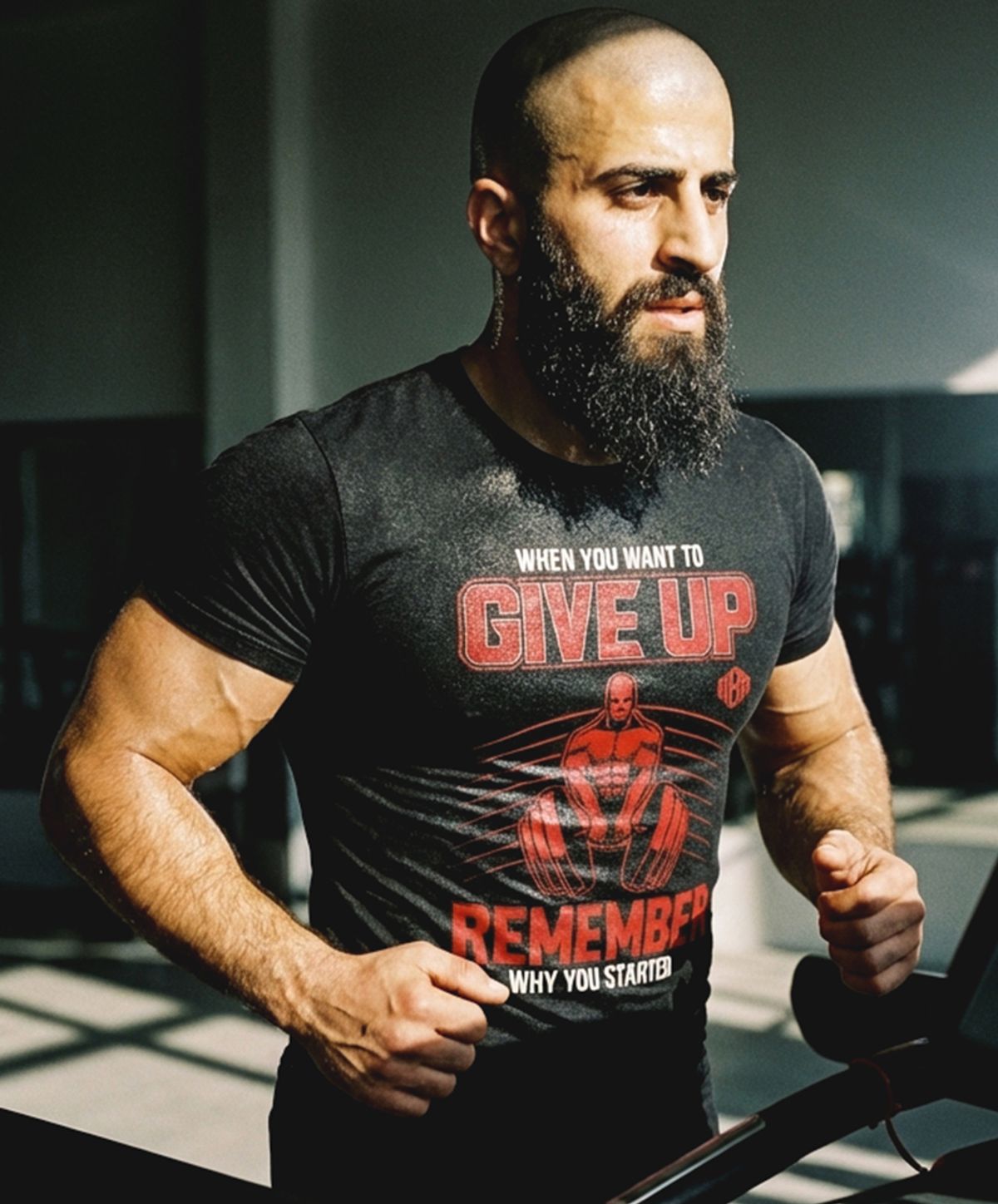 리브레너(REBRENNER) 기브업 리맴버 머슬핏 반팔티셔츠 블랙