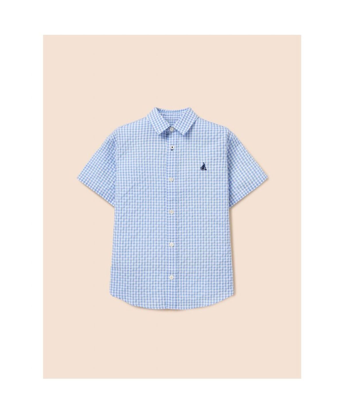 빈폴 키즈(BEANPOLE KIDS) 시어서커 깅엄체크 반소매 셔츠  스카이 블루 (BI6465U03Q)
