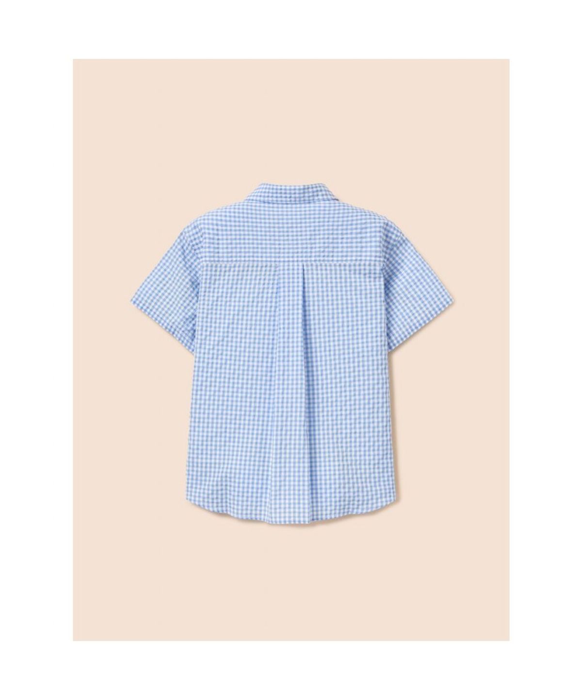 빈폴 키즈(BEANPOLE KIDS) 시어서커 깅엄체크 반소매 셔츠  스카이 블루 (BI6465U03Q)