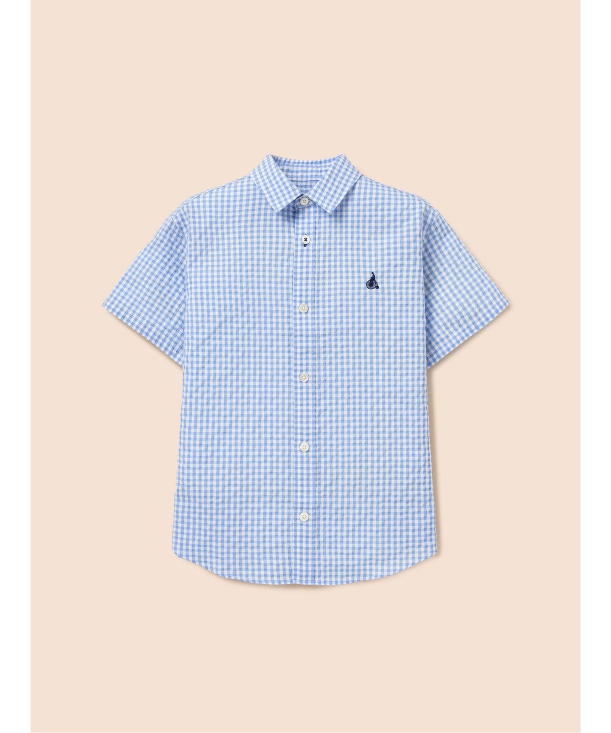 빈폴 키즈(BEANPOLE KIDS) 시어서커 깅엄체크 반소매 셔츠  스카이 블루 (BI6465U03Q)
