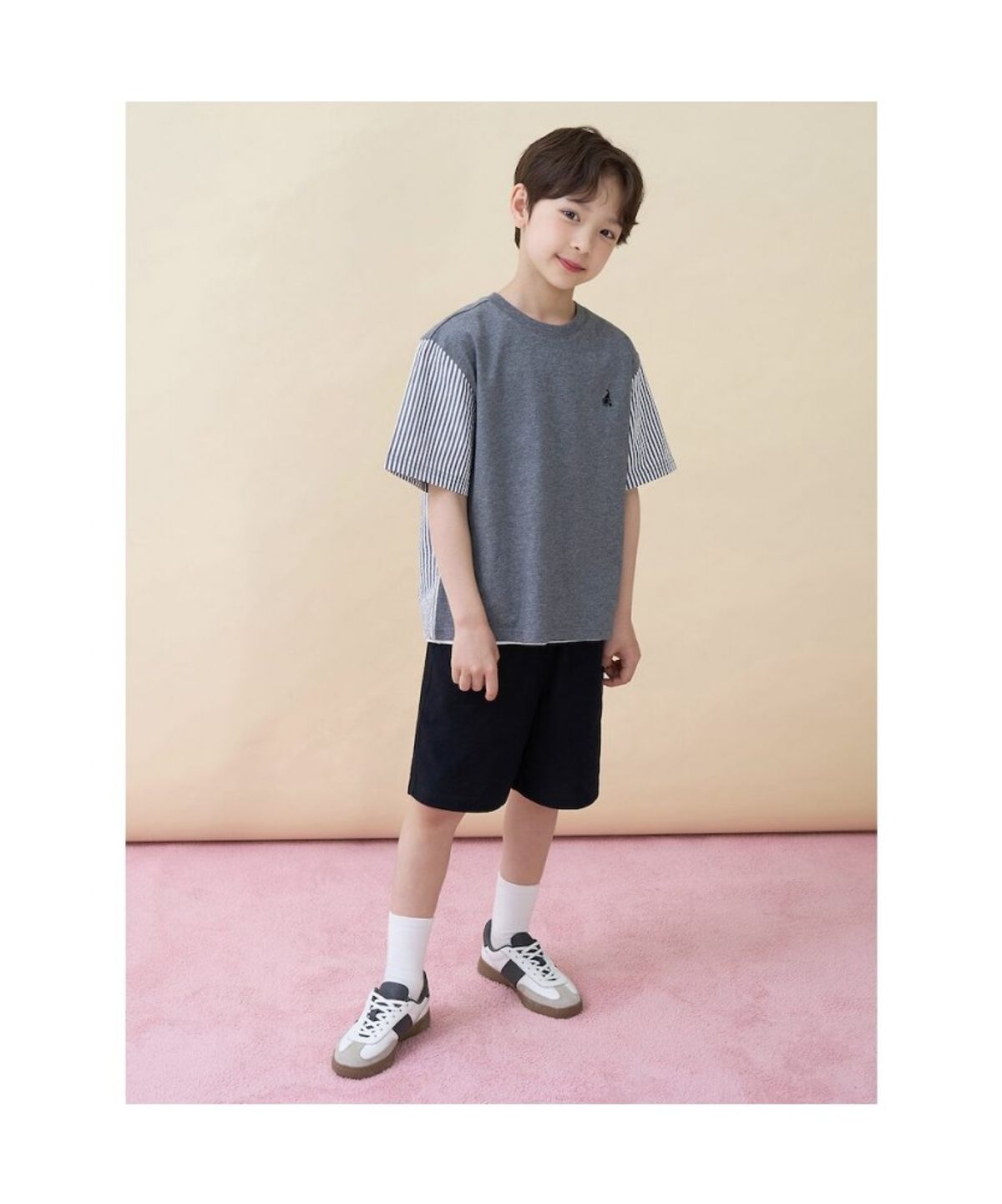 빈폴 키즈(BEANPOLE KIDS) 스트라이프 시어서커 반소매 상하세트  애쉬 (BI6342U154)