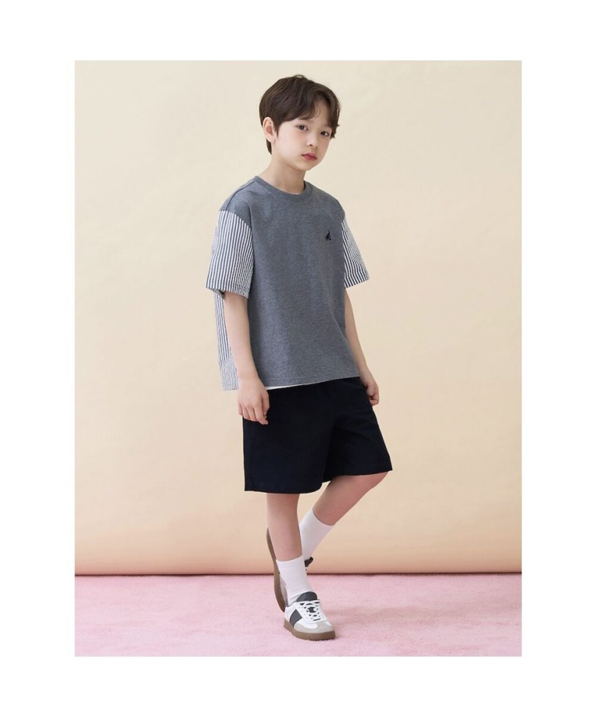 빈폴 키즈(BEANPOLE KIDS) 스트라이프 시어서커 반소매 상하세트  애쉬 (BI6342U154)