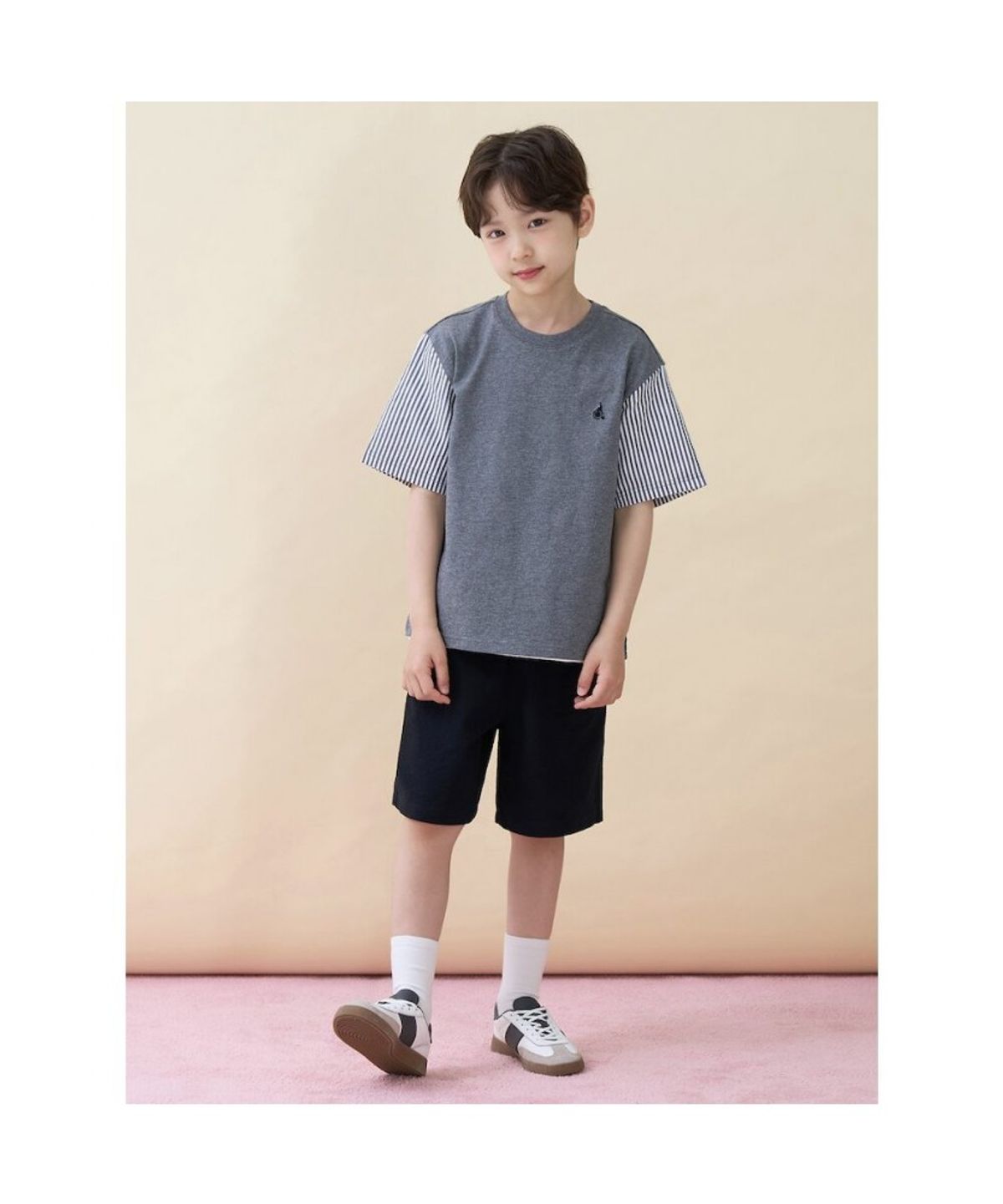 빈폴 키즈(BEANPOLE KIDS) 스트라이프 시어서커 반소매 상하세트  애쉬 (BI6342U154)